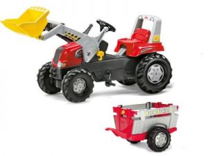 Rolly Toys Traktor Junior Czerwony z Przyczepą Łyż